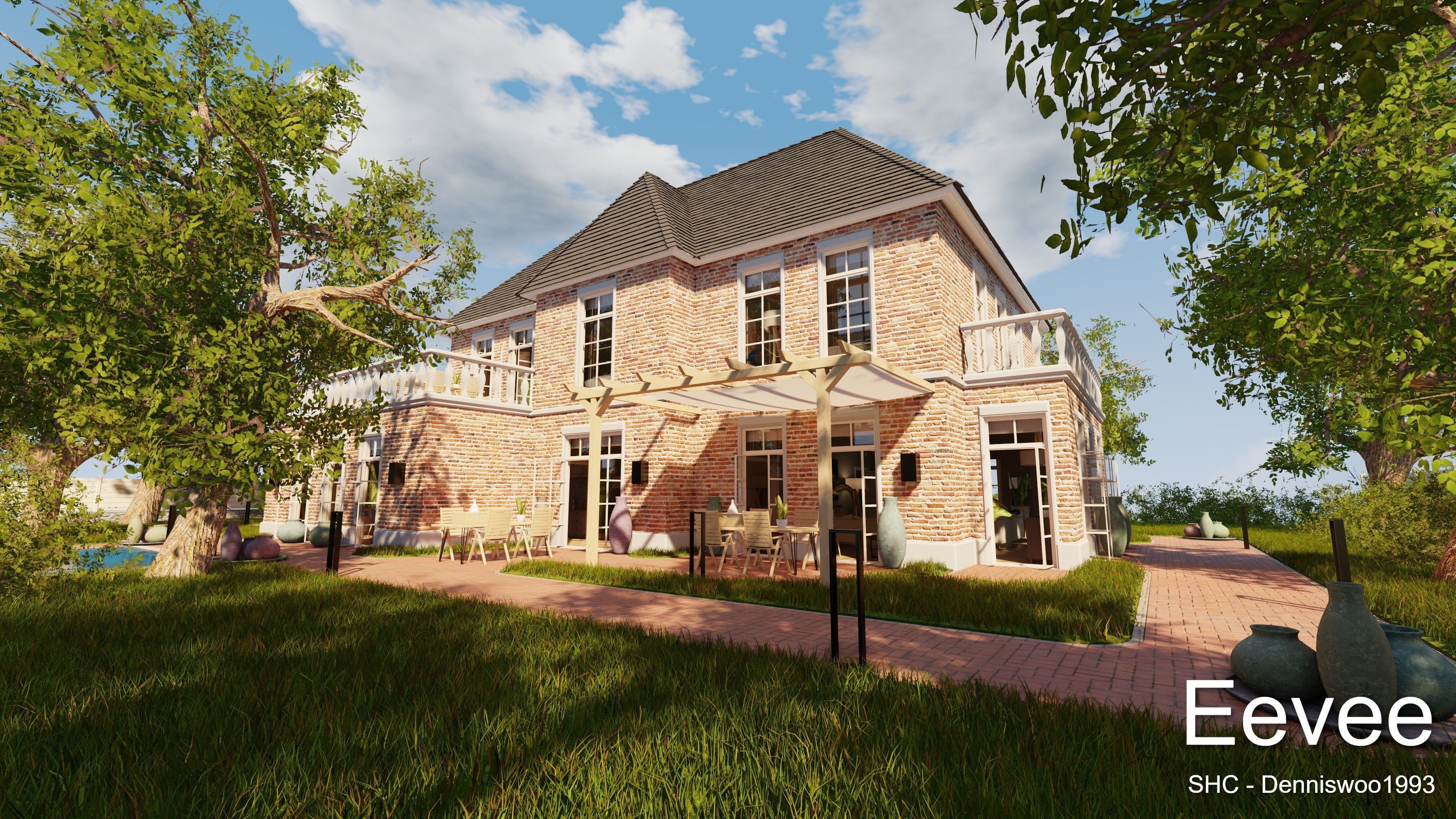 Classic villa 2021 Blender Eevee and Cycles 1 Low-poly 3D model_39