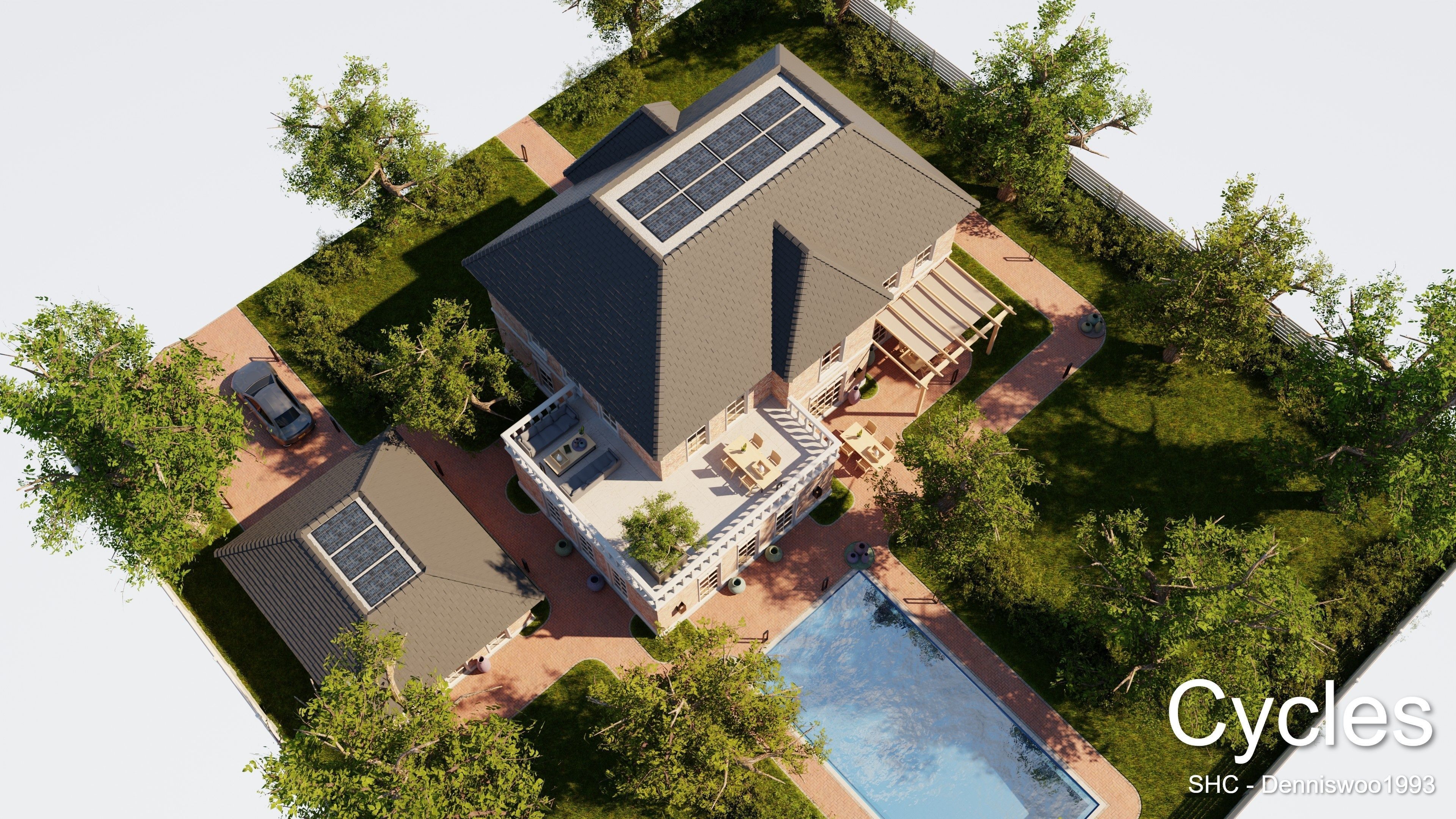 Classic villa 2021 Blender Eevee and Cycles 1 Low-poly 3D model_26