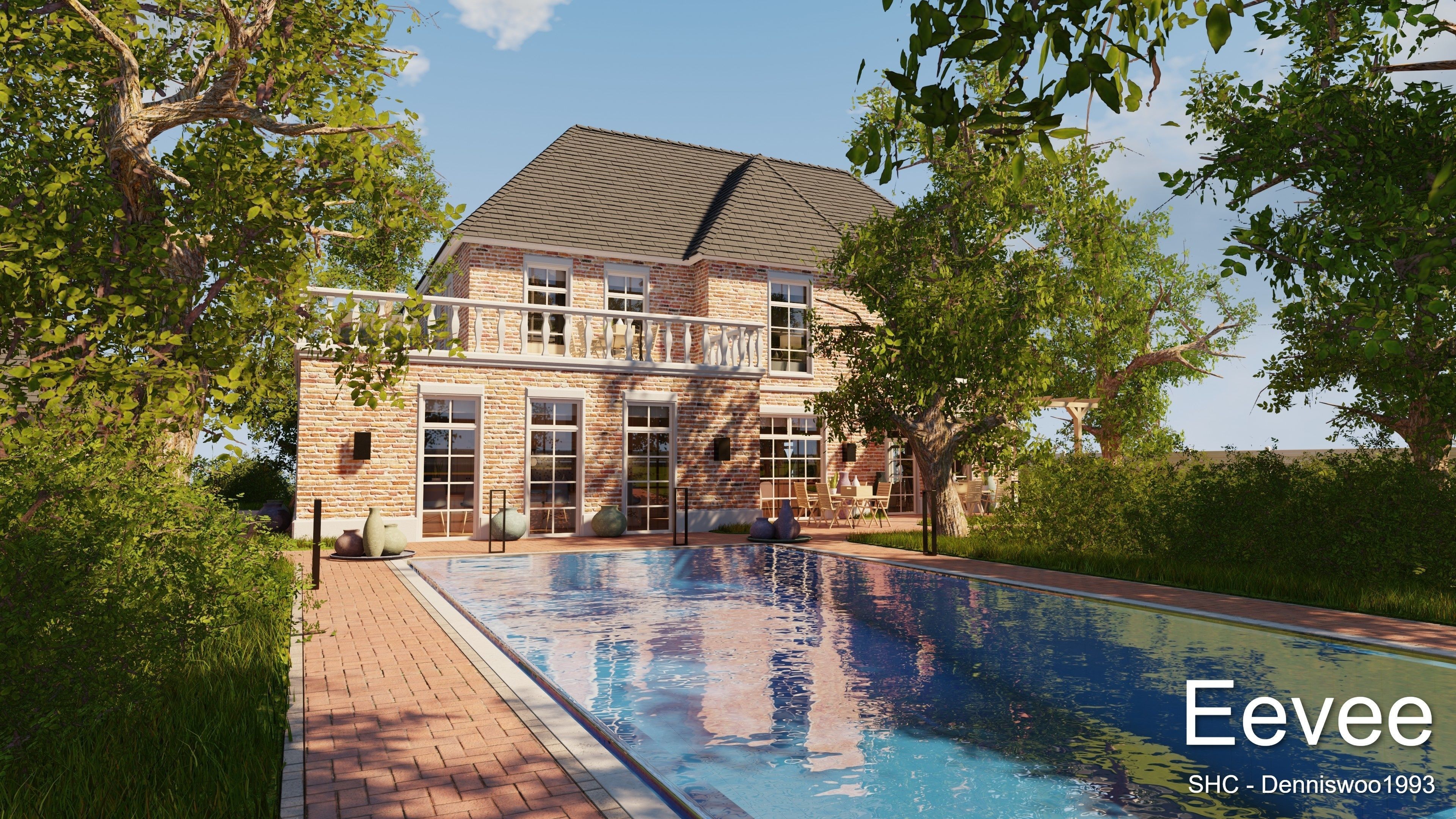 Classic villa 2021 Blender Eevee and Cycles 1 Low-poly 3D model_28