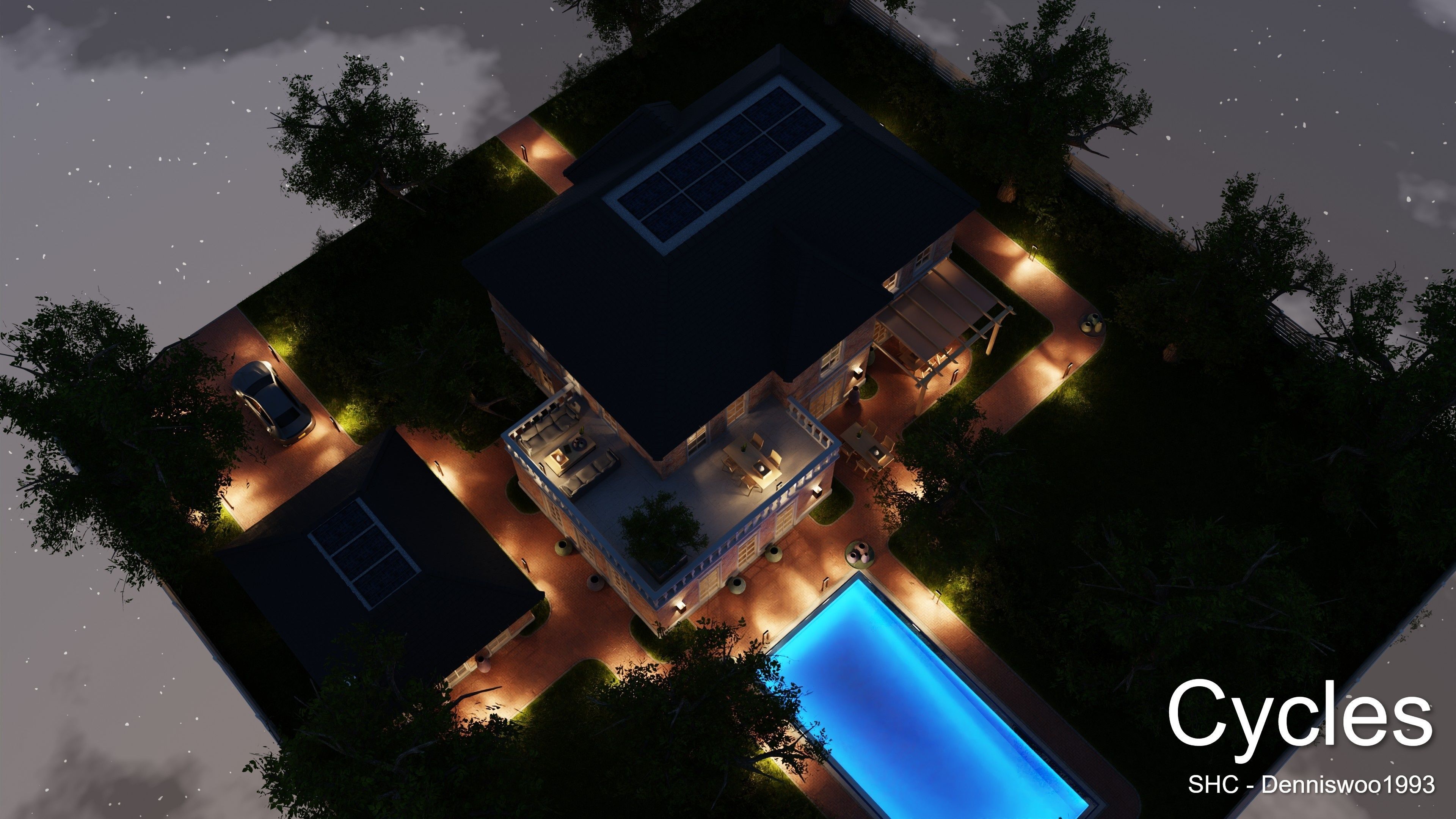 Classic villa 2021 Blender Eevee and Cycles 1 Low-poly 3D model_25