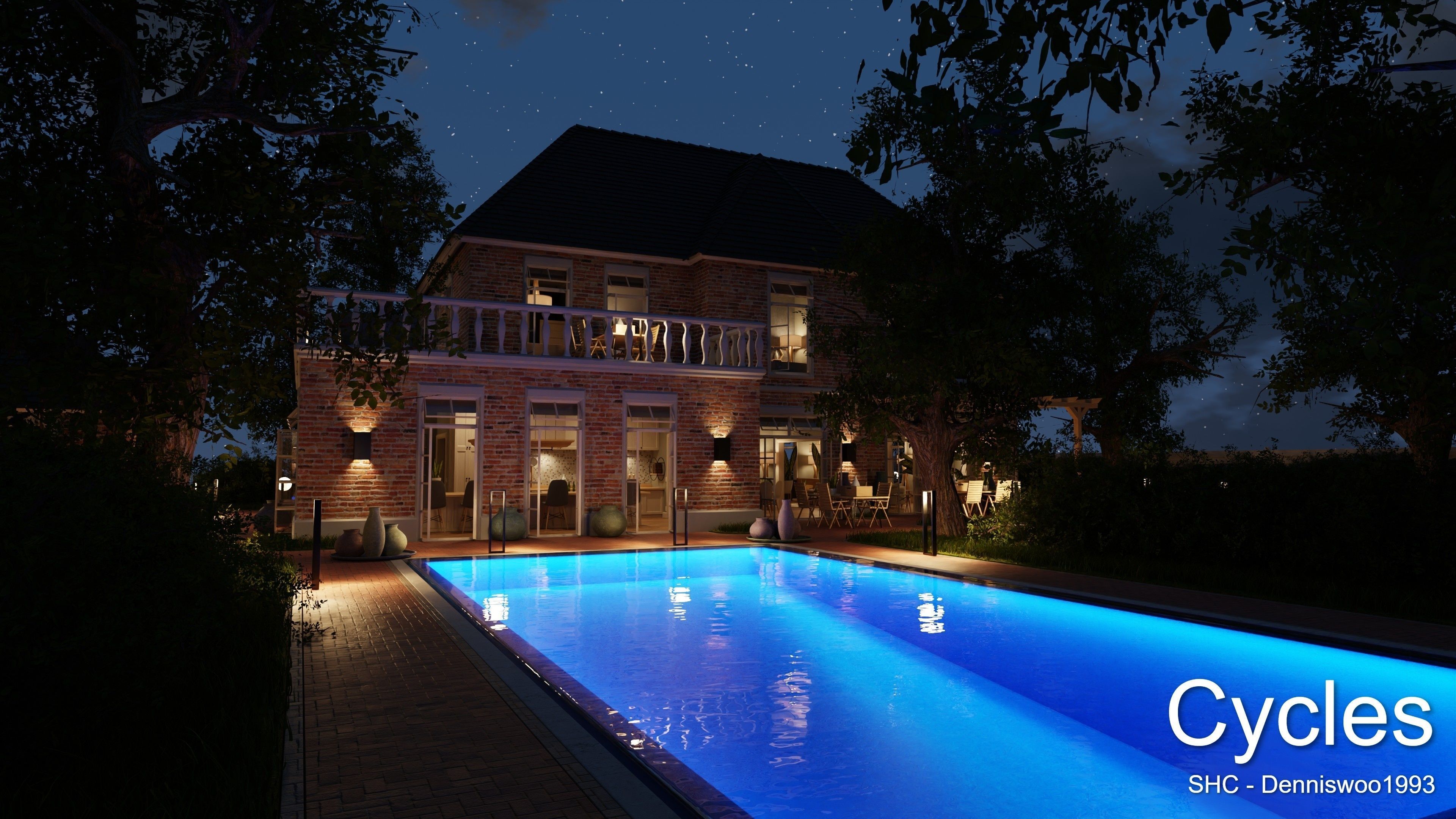 Classic villa 2021 Blender Eevee and Cycles 1 Low-poly 3D model_4