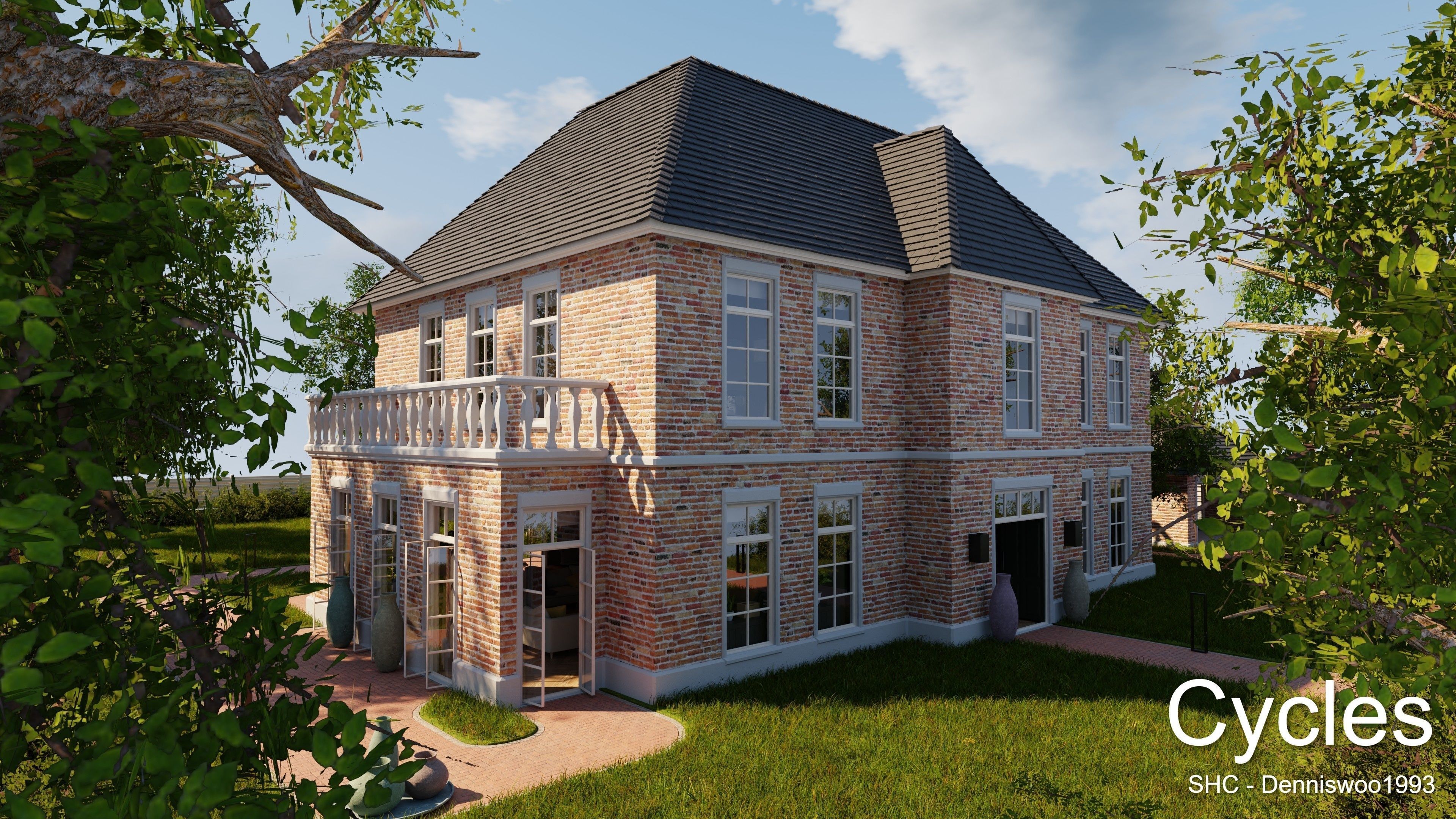 Classic villa 2021 Blender Eevee and Cycles 1 Low-poly 3D model_7