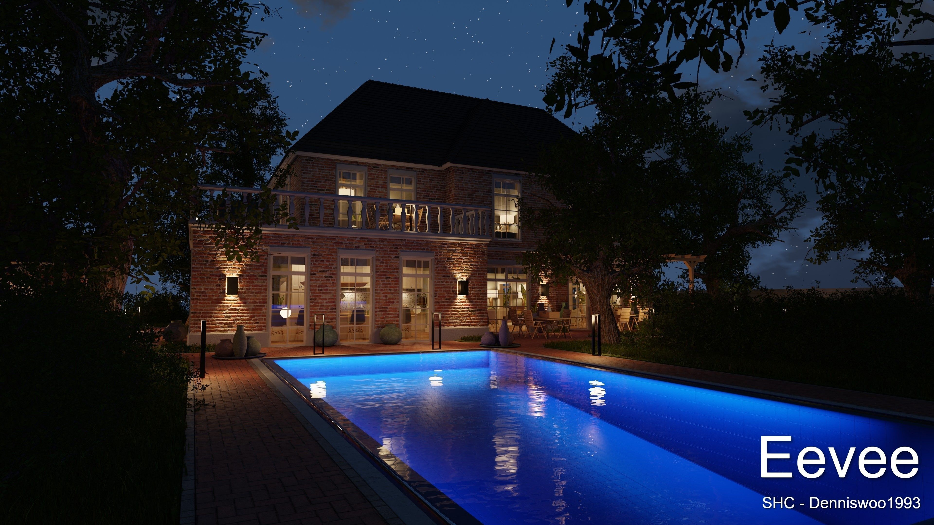 Classic villa 2021 Blender Eevee and Cycles 1 Low-poly 3D model_53