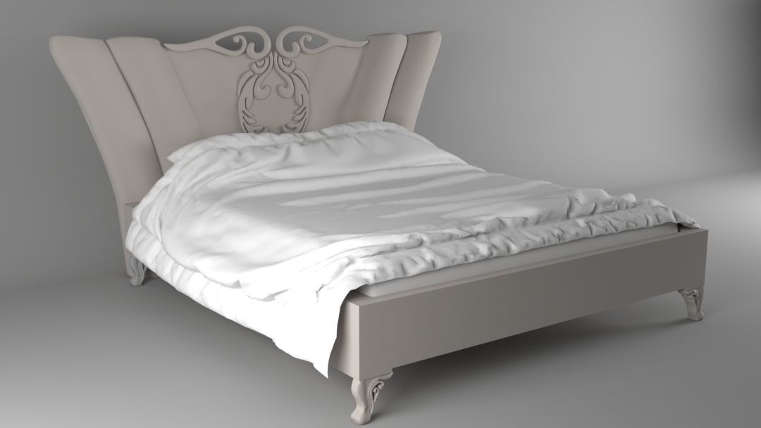 bed12 bed with ornate headboard and footboard 3D model_1