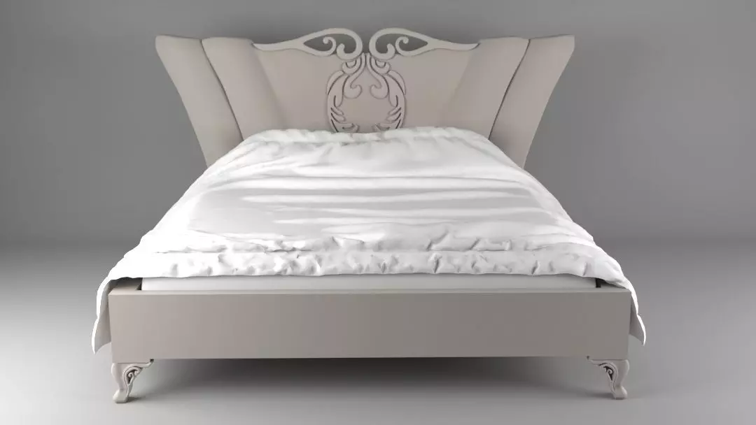 bed12 bed with ornate headboard and footboard 3D model_0