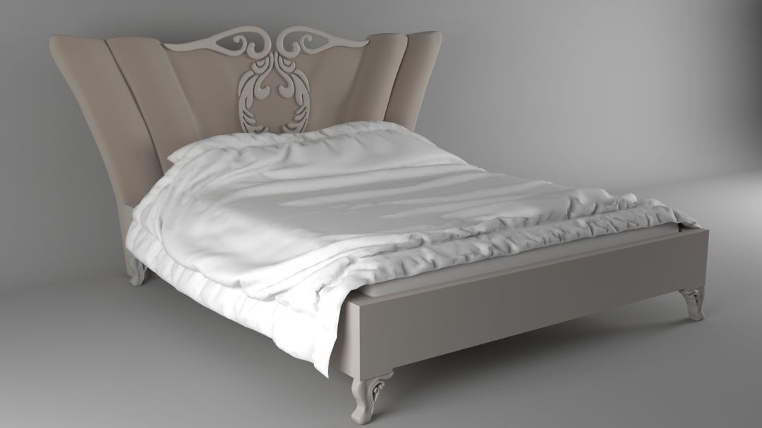 bed12 bed with ornate headboard and footboard 3D model_3