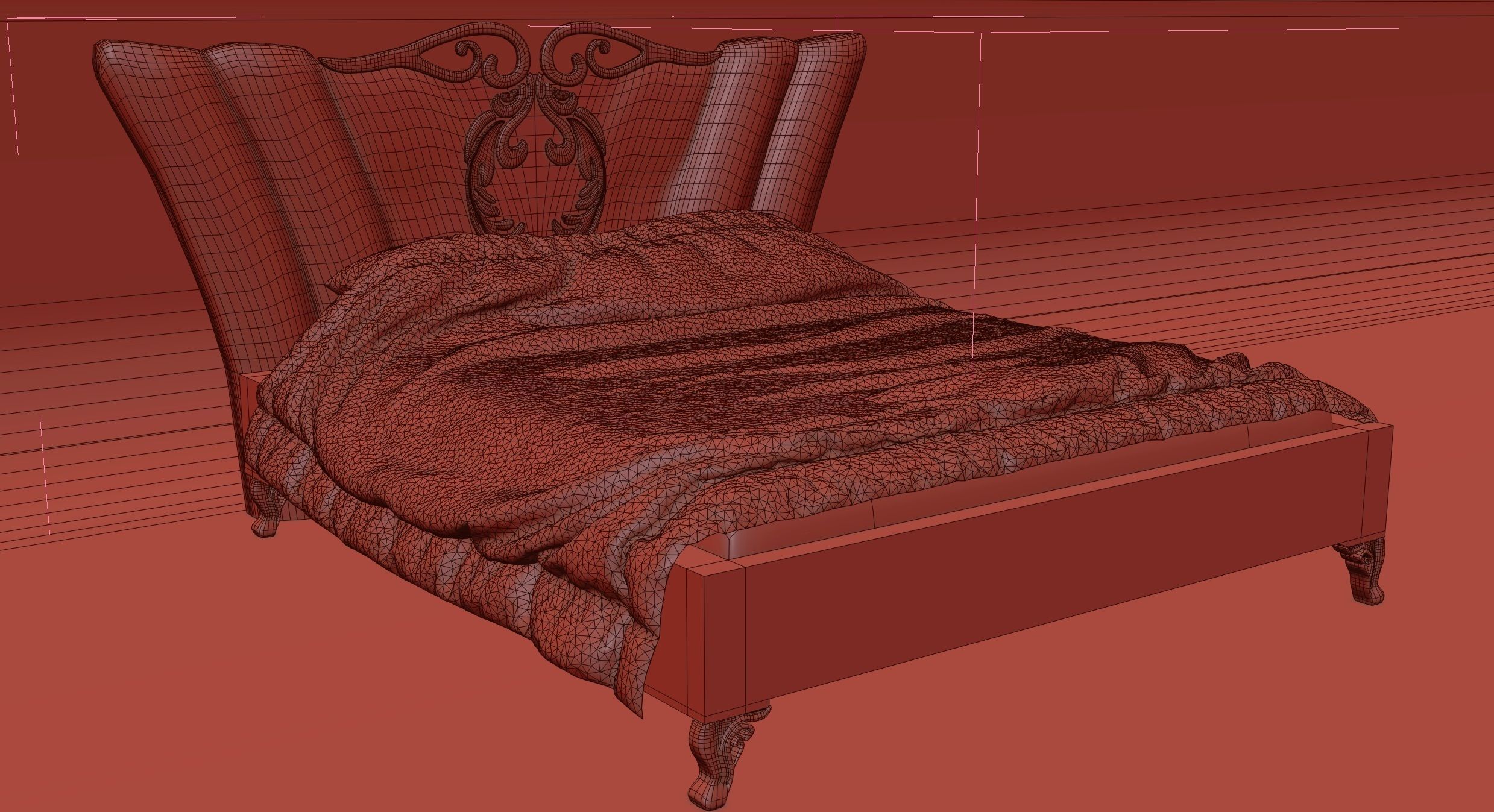 bed12 bed with ornate headboard and footboard 3D model_5