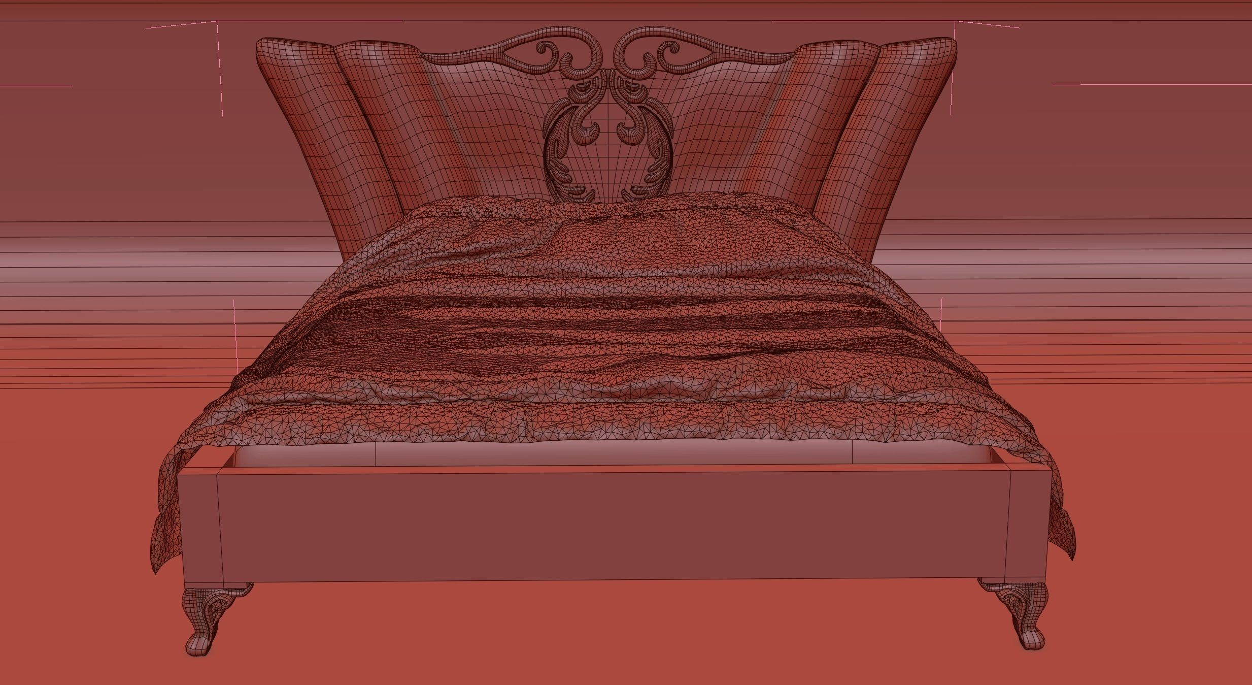bed12 bed with ornate headboard and footboard 3D model_4