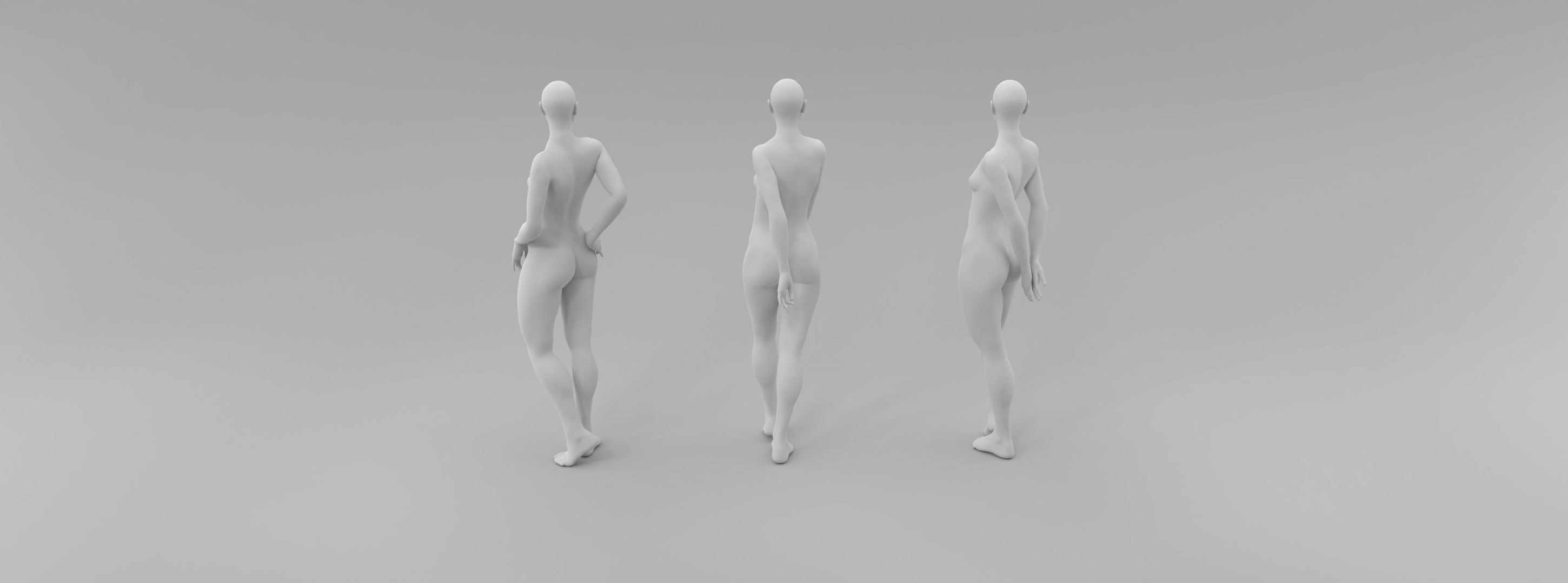 female fashion mannequin feminine pose set Low-poly 3D model_1