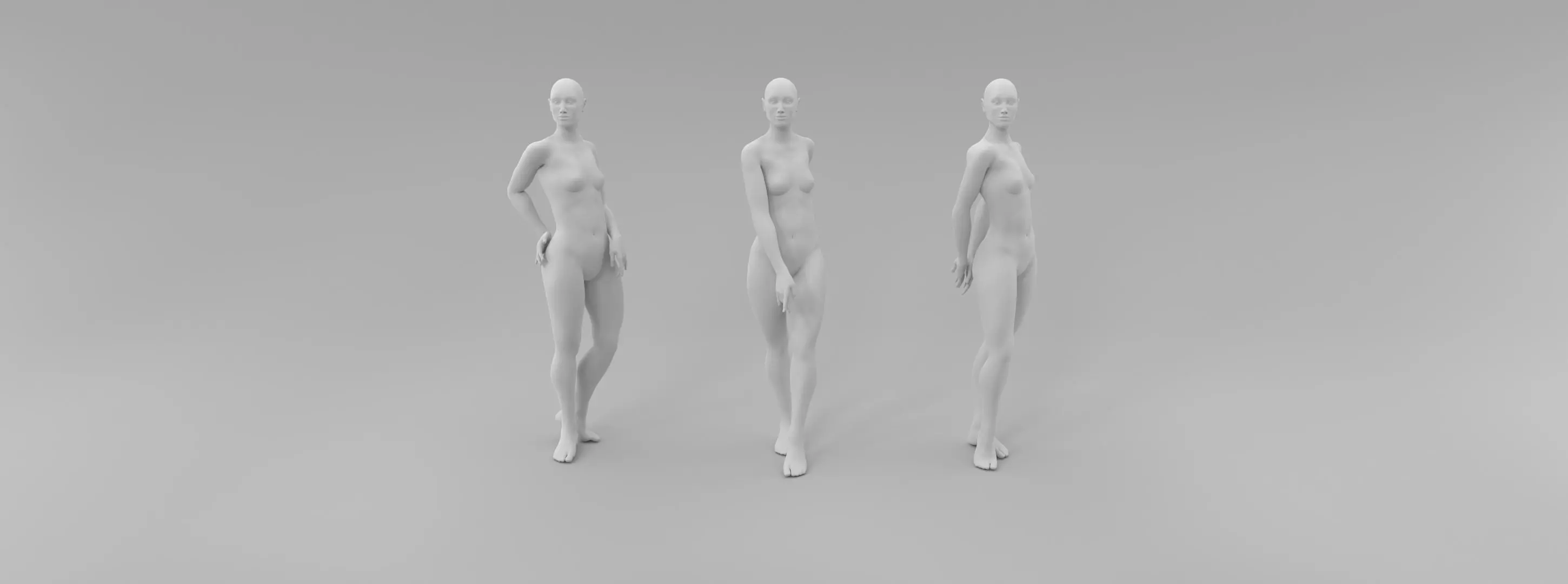 female fashion mannequin feminine pose set Low-poly 3D model_0