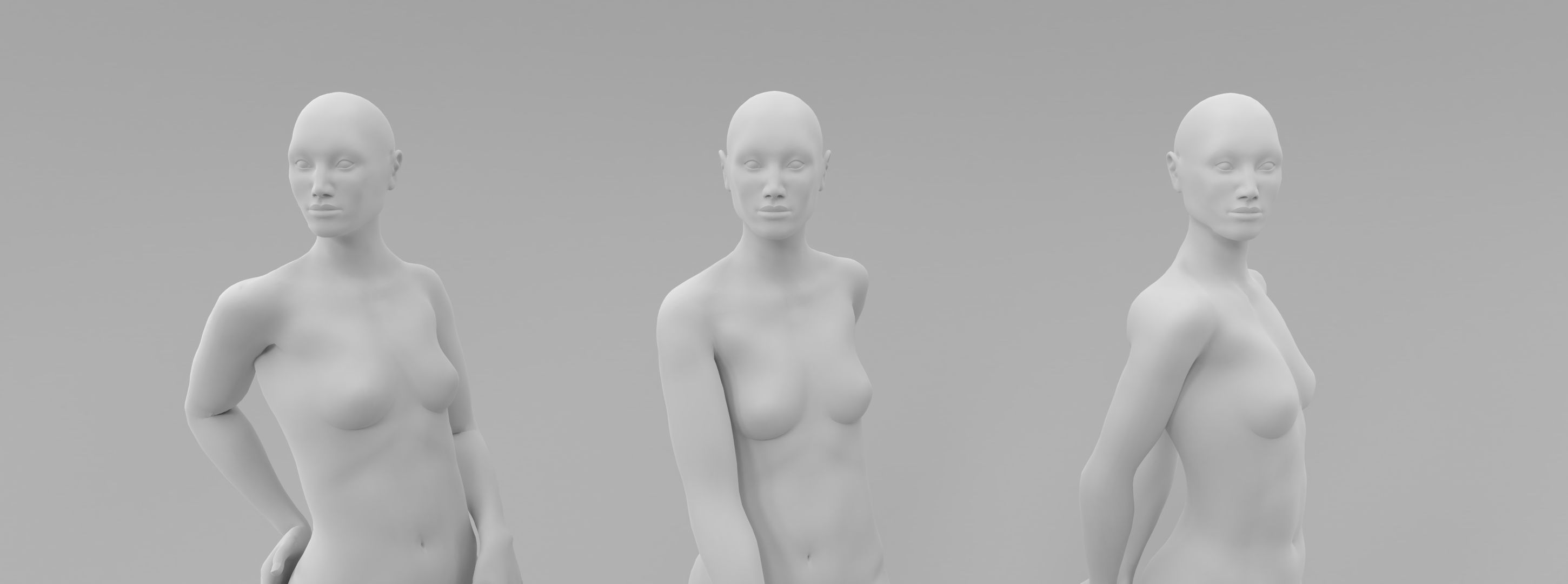 female fashion mannequin feminine pose set Low-poly 3D model_2