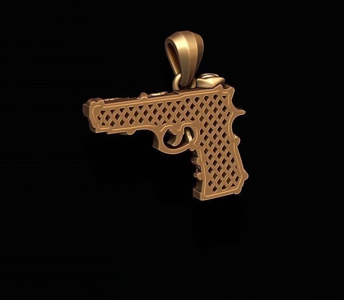 Gun and rose pendant 3D print model_7