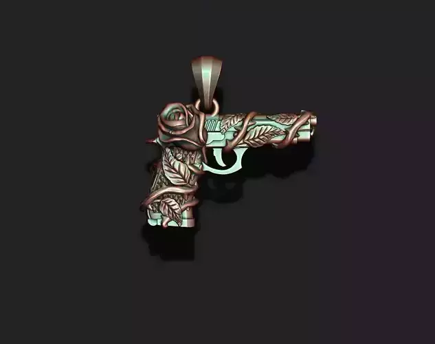 Gun and rose pendant 3D print model
