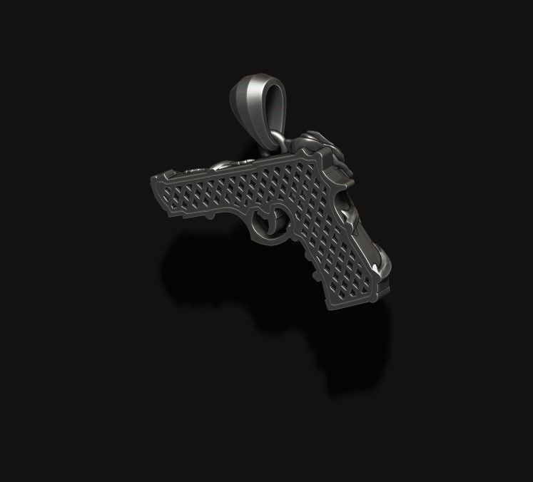 Gun and rose pendant 3D print model_8
