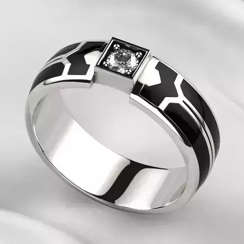 Black Enamel Gold Ring