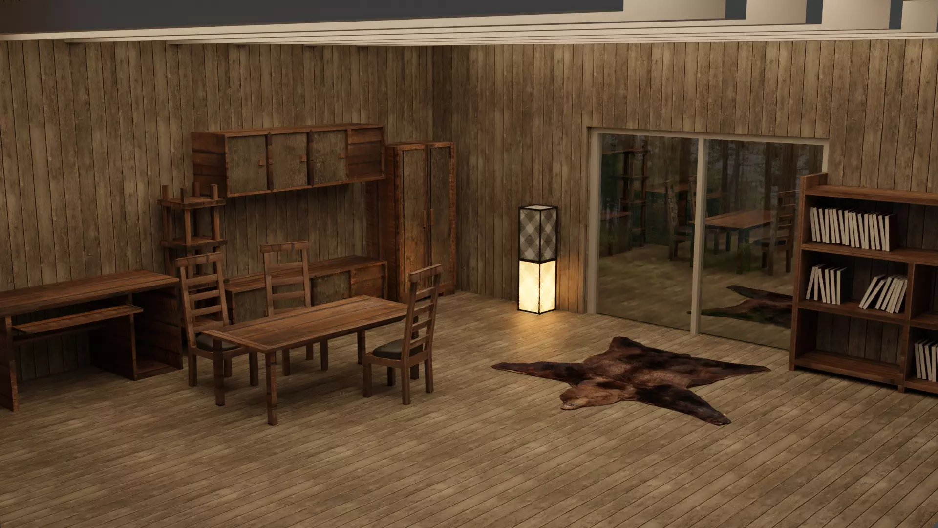 Wood Furniture Low-poly 3D model