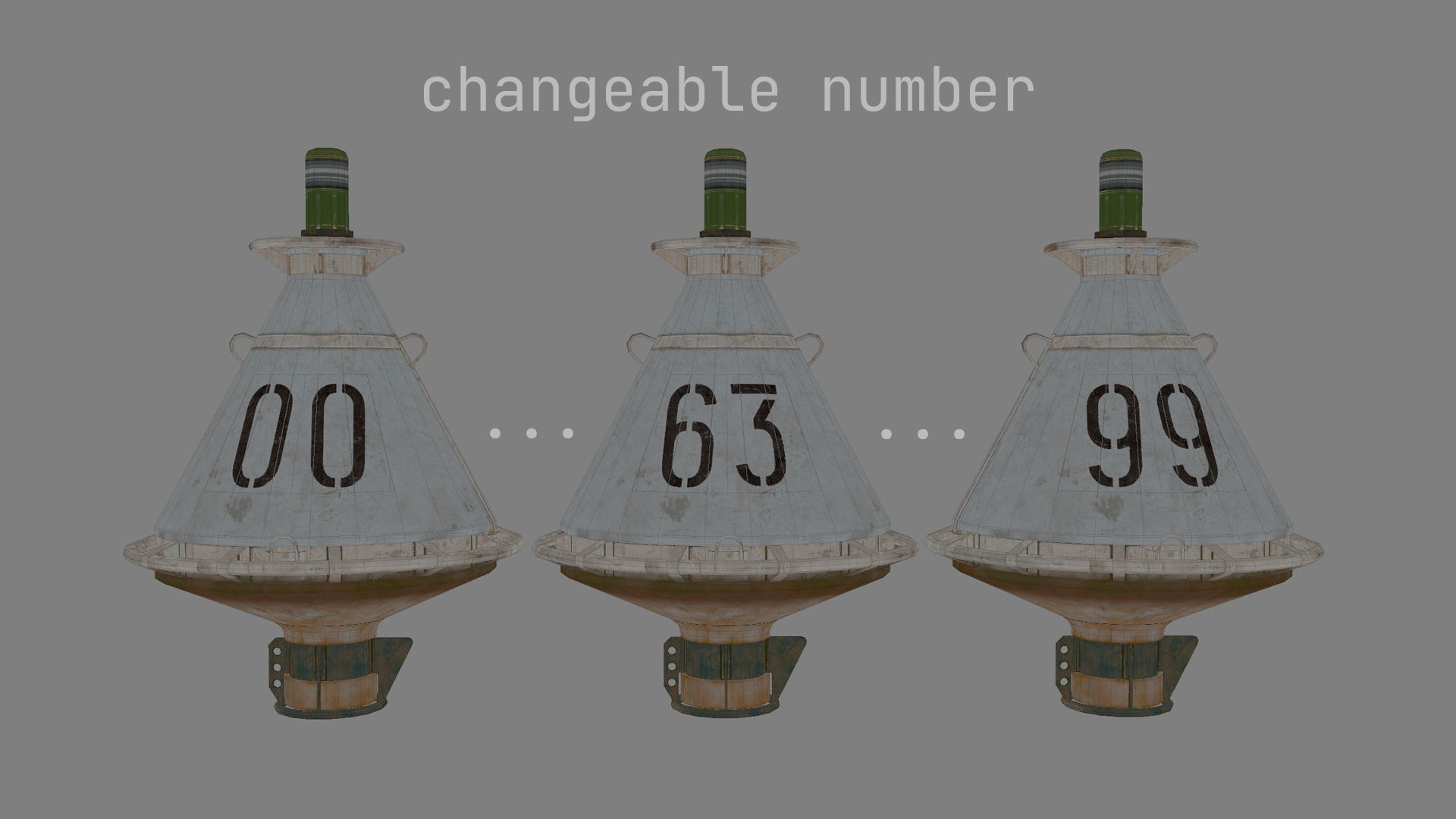 Buoy River RB-4-01 Left Side Mark Low-poly 3D model_22