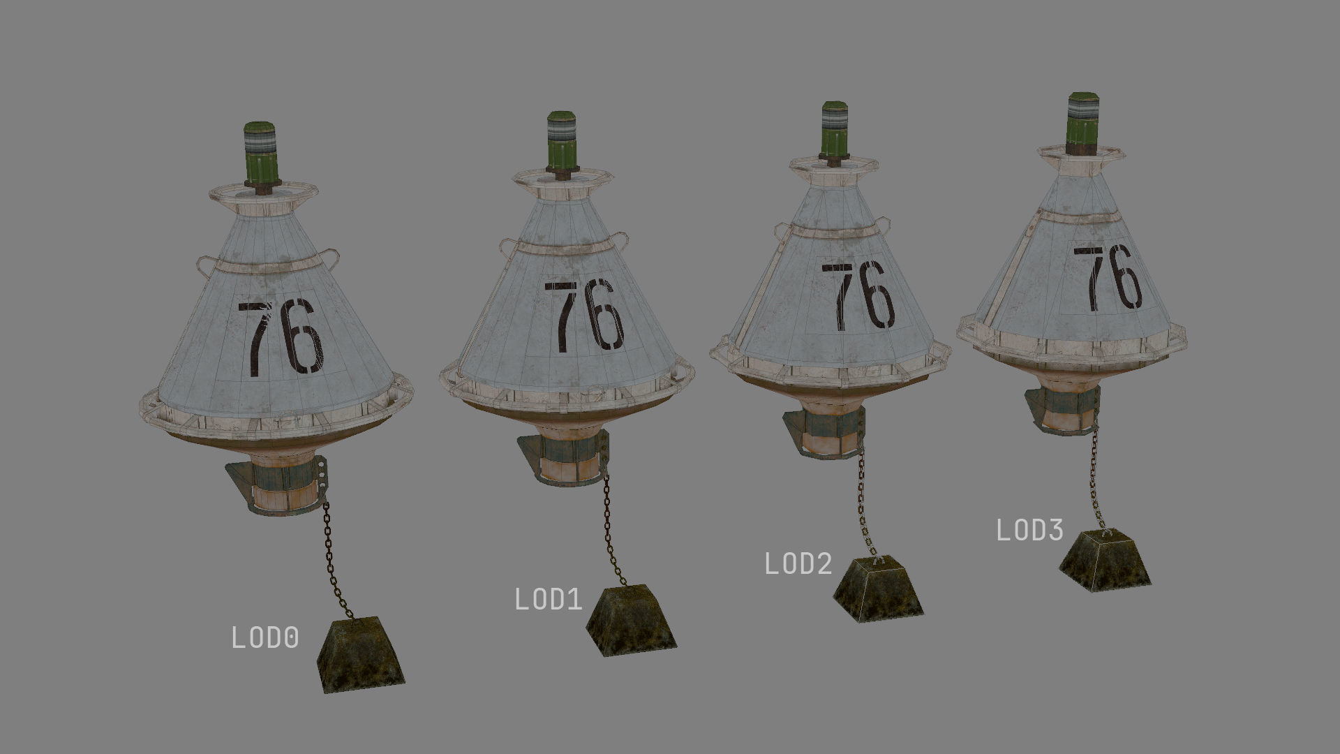 Buoy River RB-4-01 Left Side Mark Low-poly 3D model_25