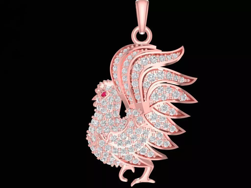 Luxury Rooster Pave Diamond Pendant for Men and Women 2289 3D print model