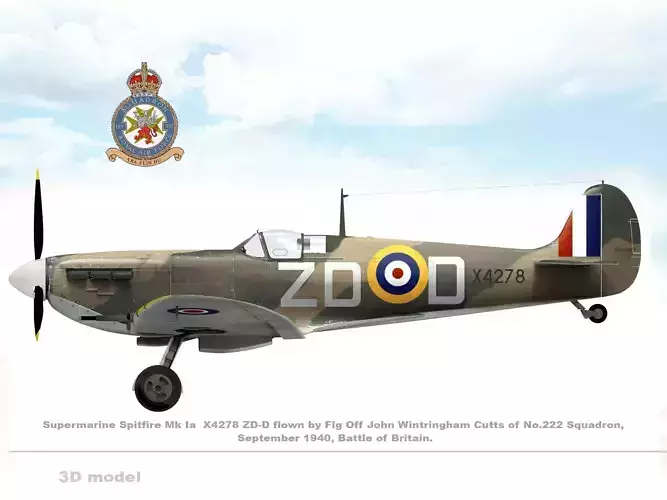 Supermarine Spitfire Mk I Low-poly 3D model