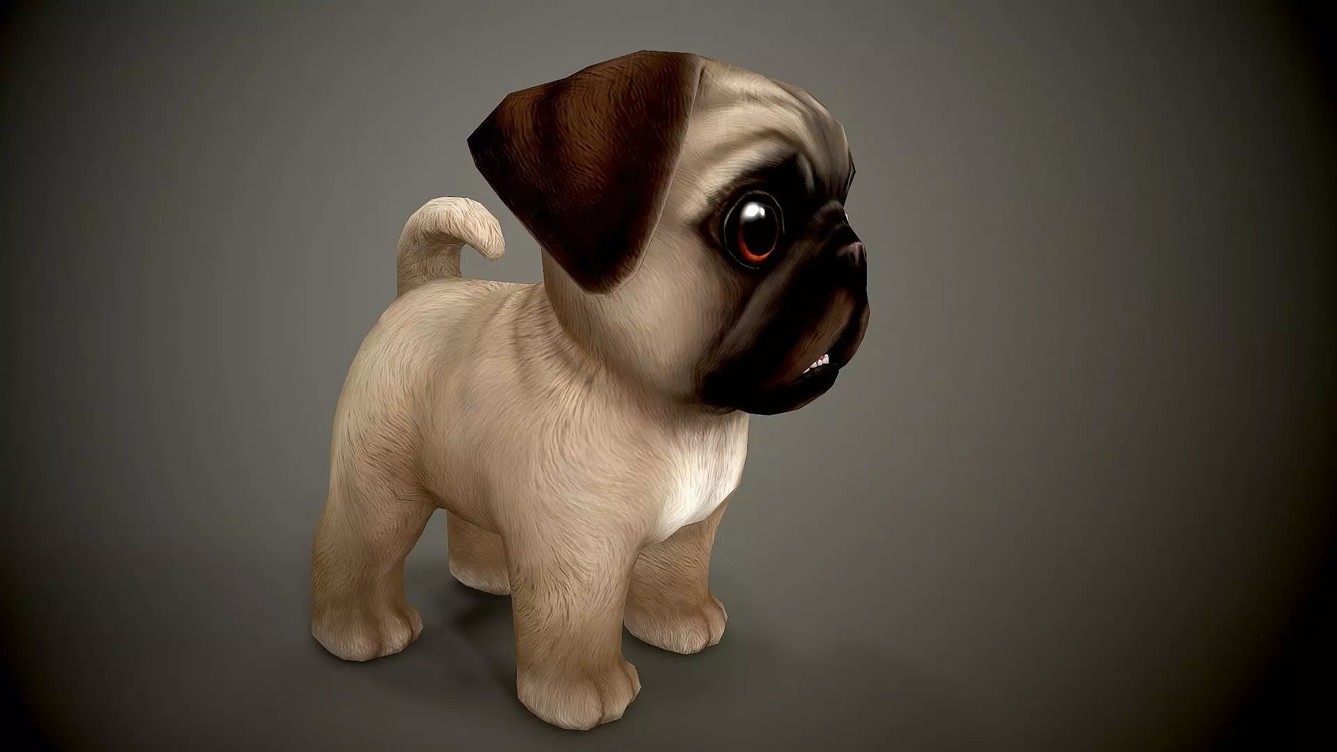 Pug Mops Low-poly 3D model_0