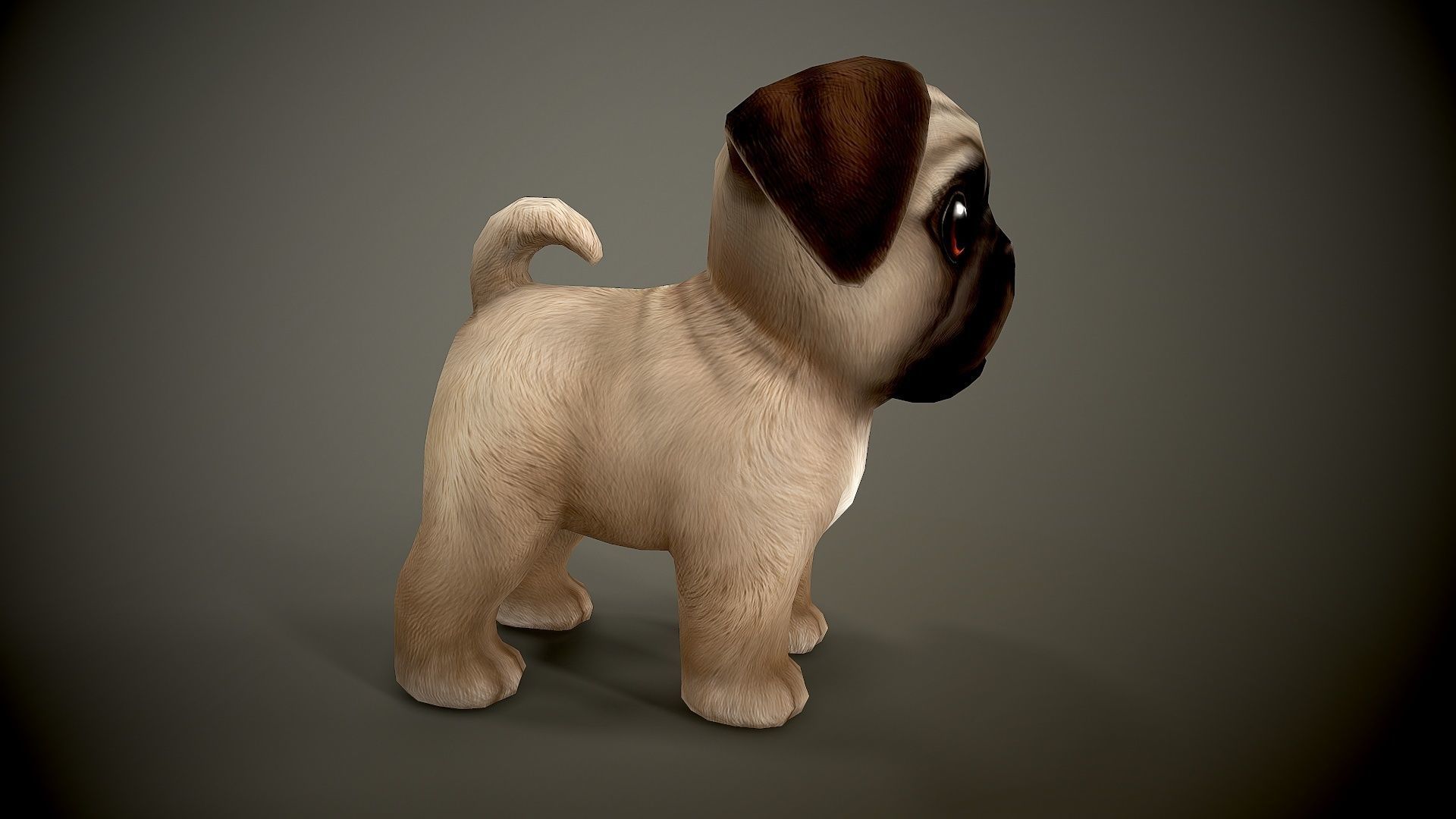 Pug Mops Low-poly 3D model_2