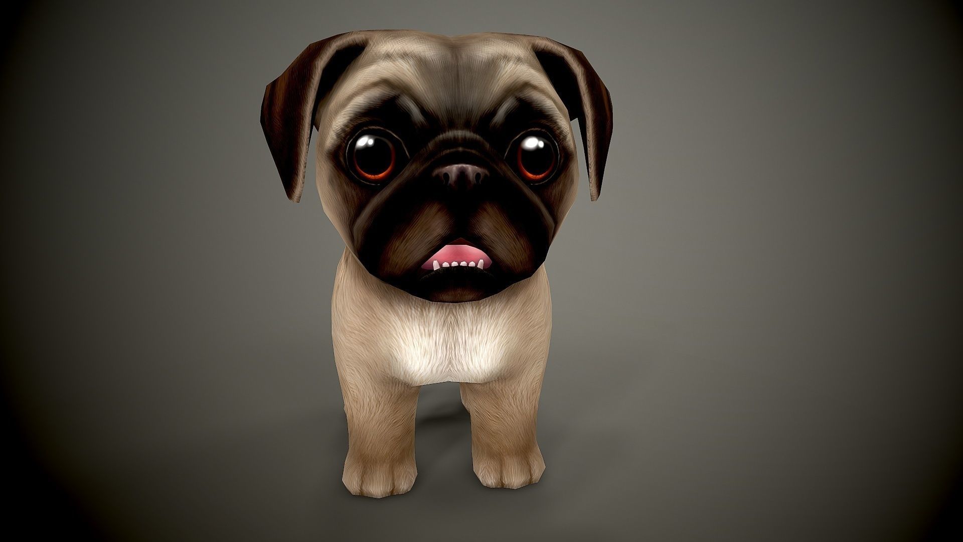 Pug Mops Low-poly 3D model_1