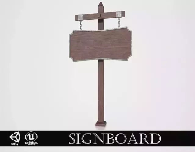 Medieval Signboard v2 Low-poly 3D model