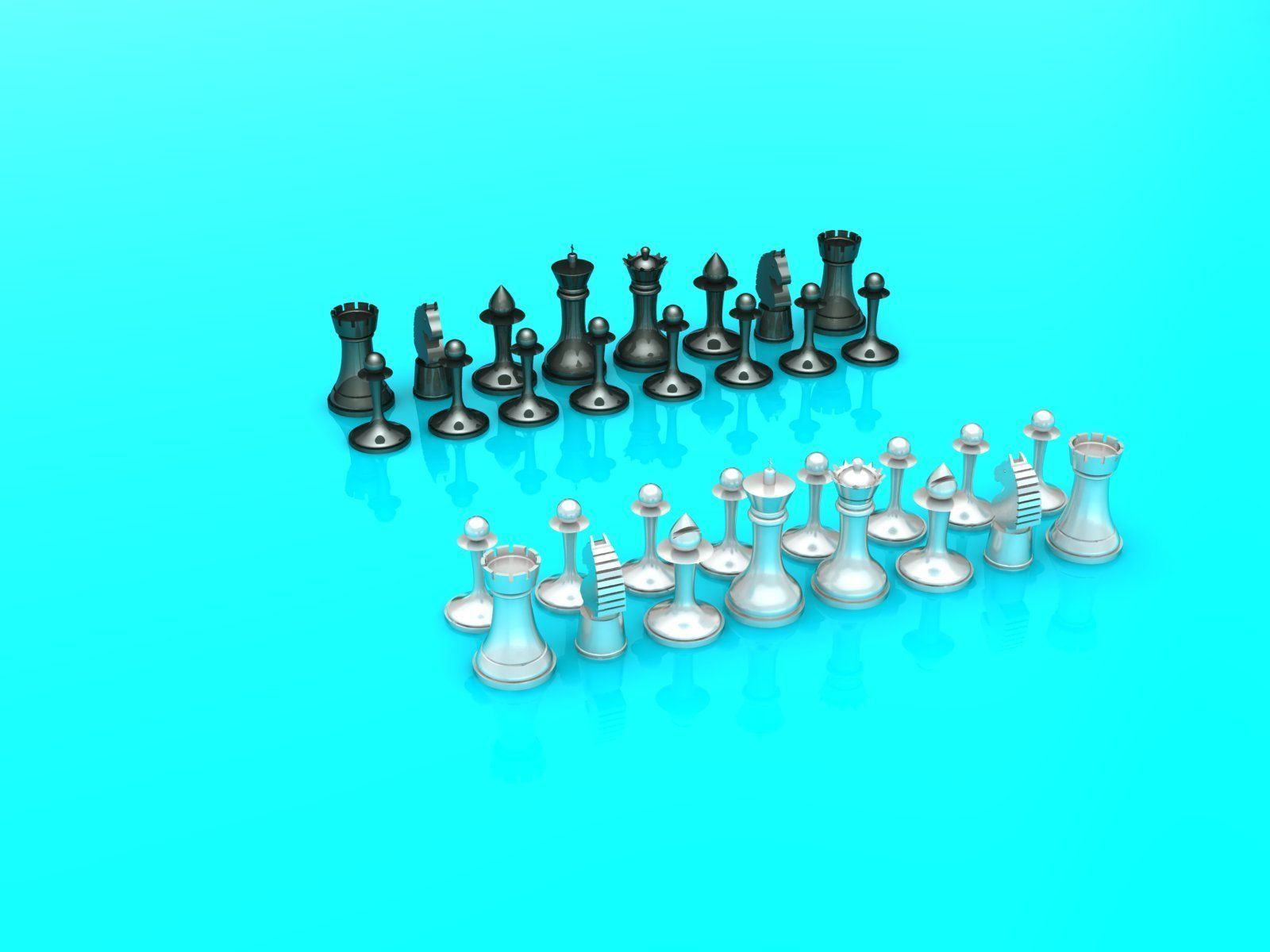 Printable chess pieces - no textures included 3D print model_1