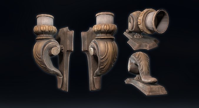 Candlestick ornate candle holder Low-poly 3D model
