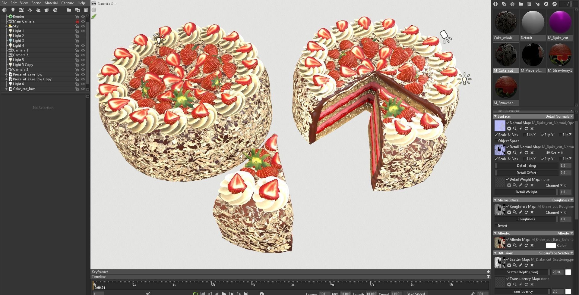 Strawberry cake Low poly 3D model Low-poly 3D model_16