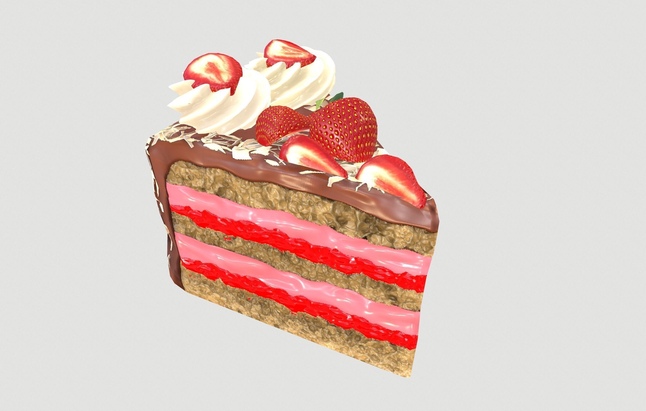 Strawberry cake Low poly 3D model Low-poly 3D model_10