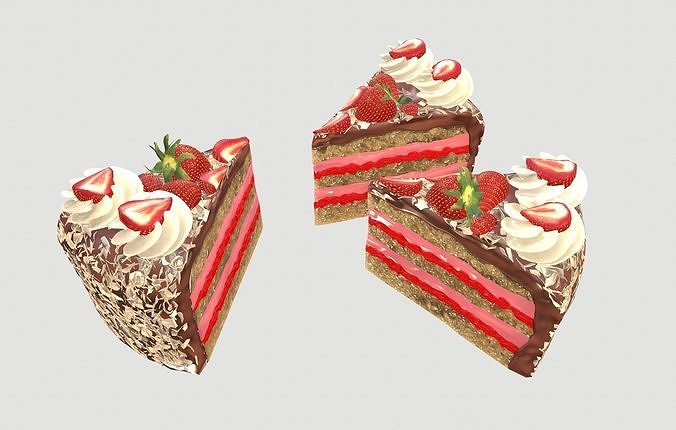 Strawberry cake Low poly 3D model Low-poly 3D model 6