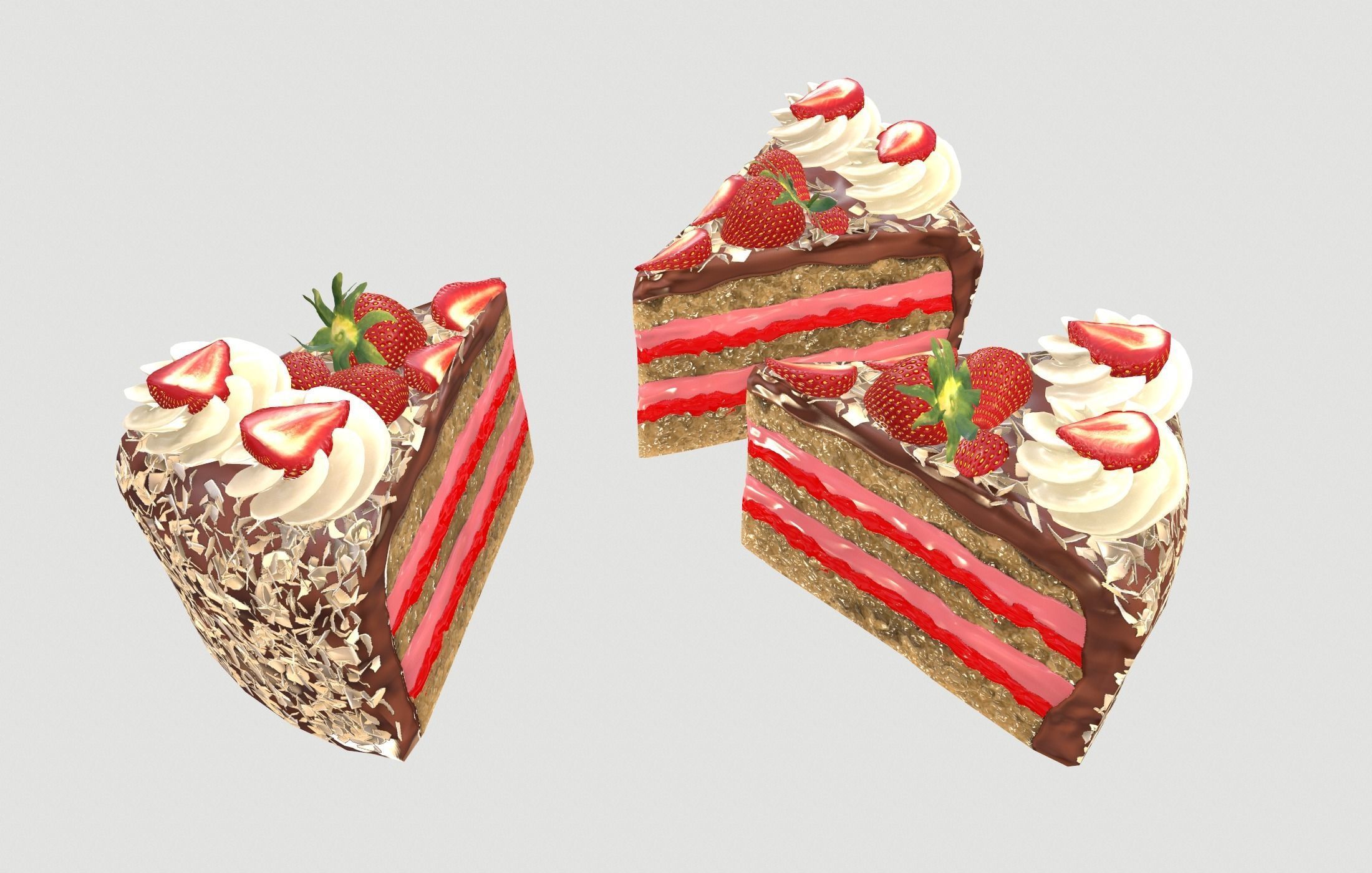 Strawberry cake Low poly 3D model Low-poly 3D model_6