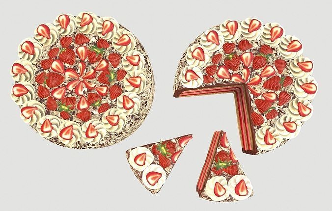 Strawberry cake Low poly 3D model Low-poly 3D model 5