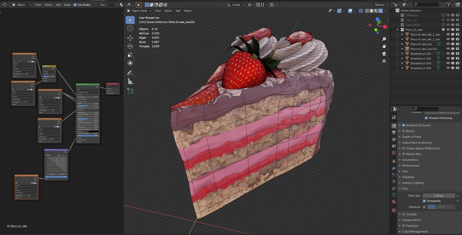 Strawberry cake Low poly 3D model Low-poly 3D model_17