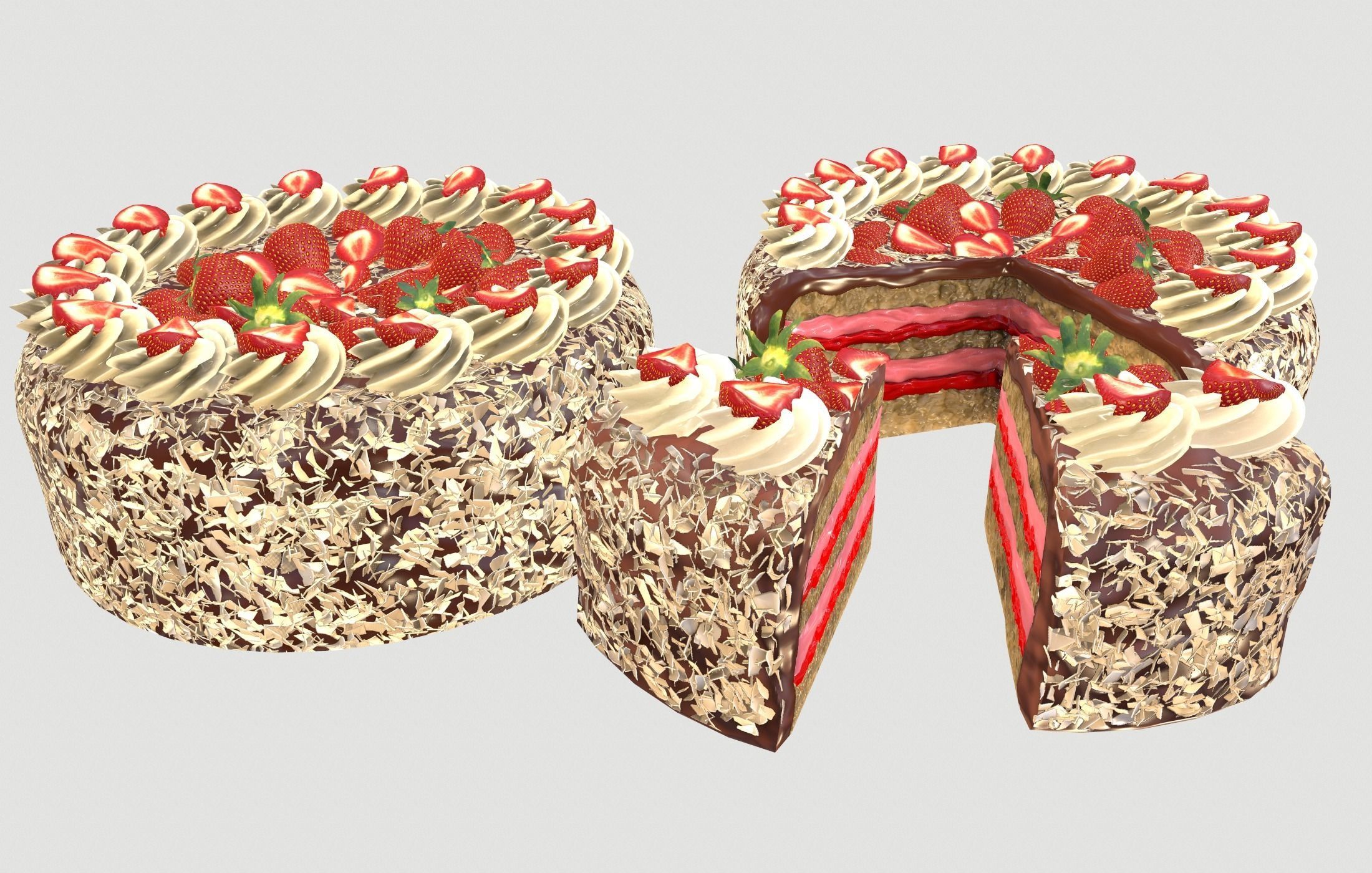 Strawberry cake Low poly 3D model Low-poly 3D model_8