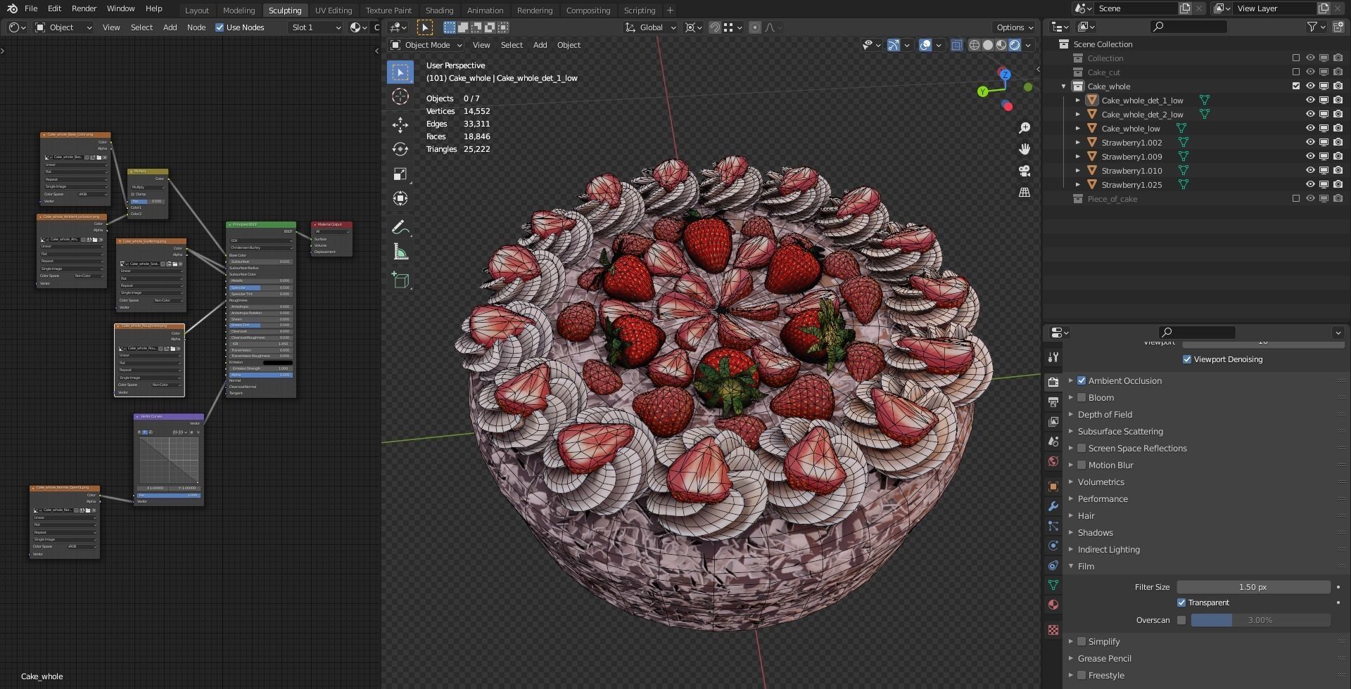 Strawberry cake Low poly 3D model Low-poly 3D model_18
