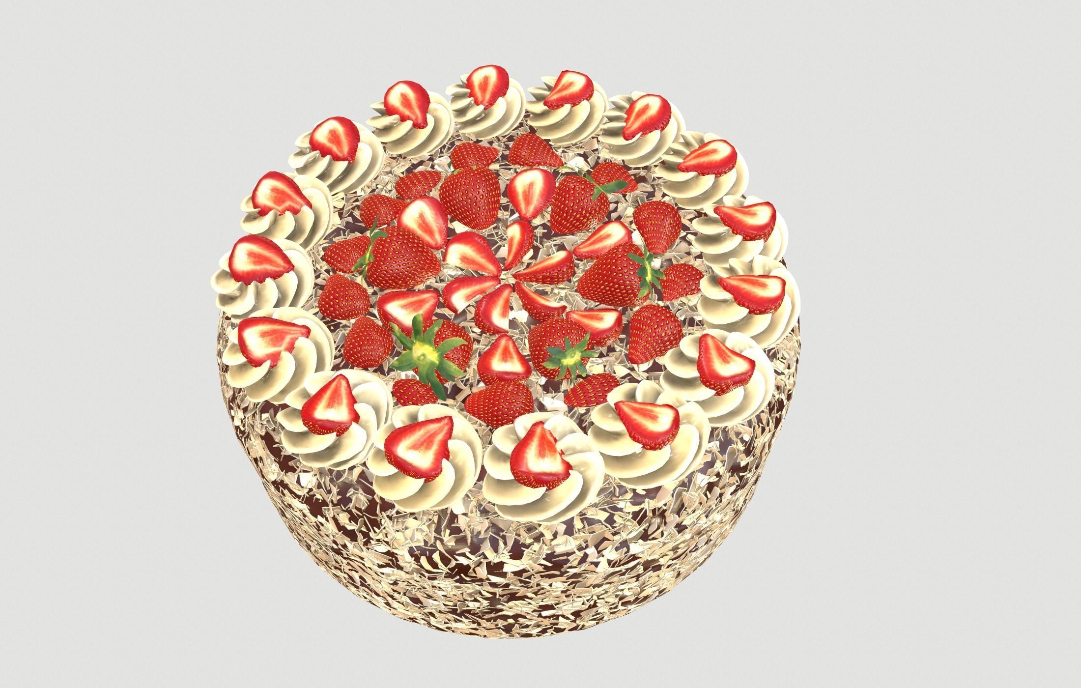 Strawberry cake Low poly 3D model Low-poly 3D model_2