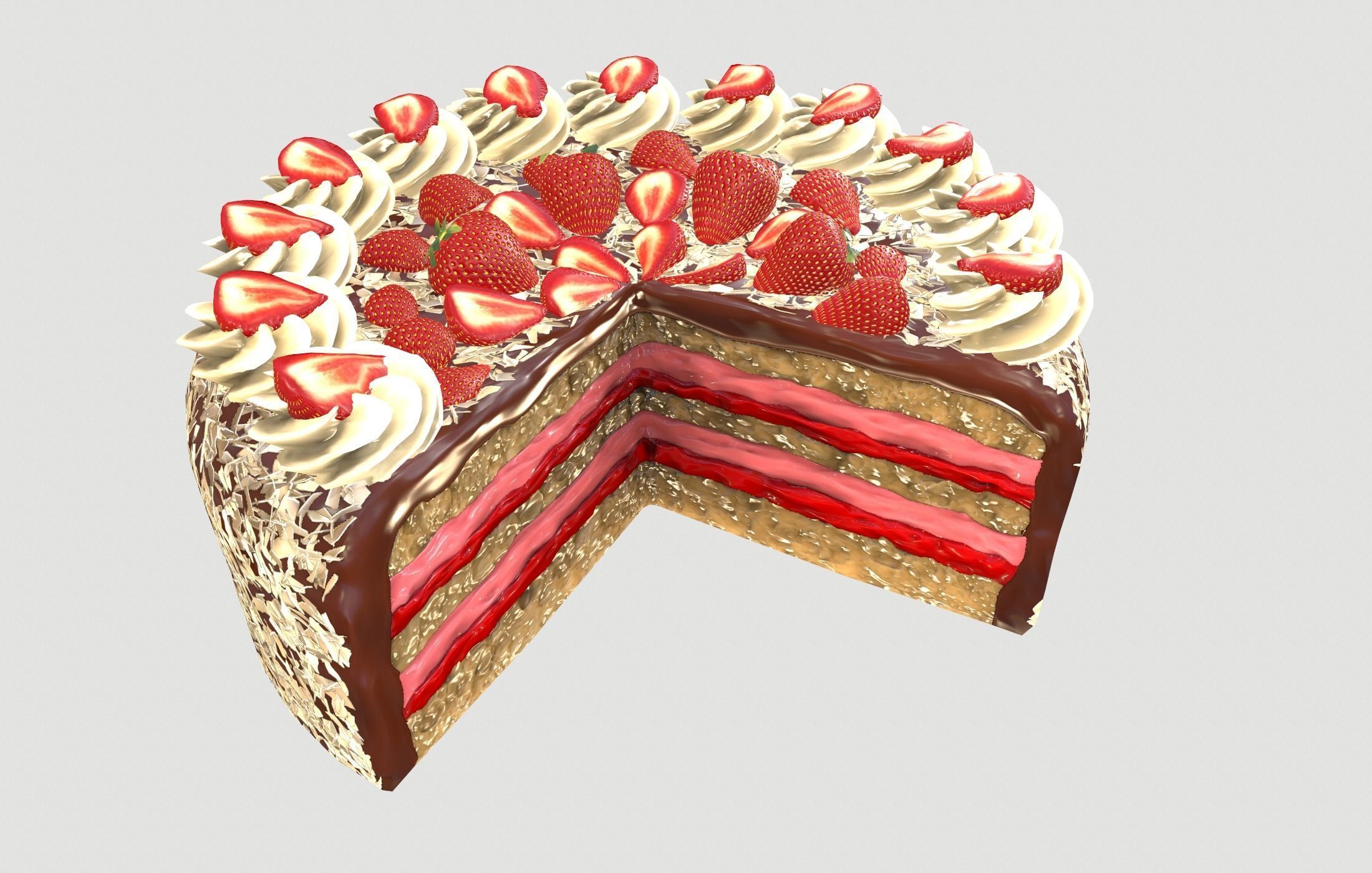 Strawberry cake Low poly 3D model Low-poly 3D model_13