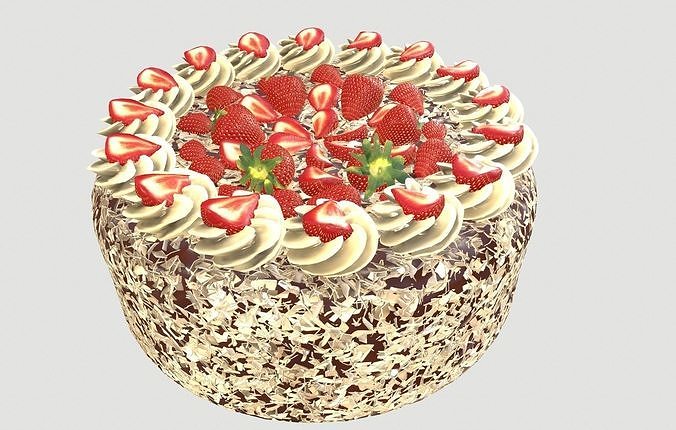 Strawberry cake Low poly 3D model Low-poly 3D model 4