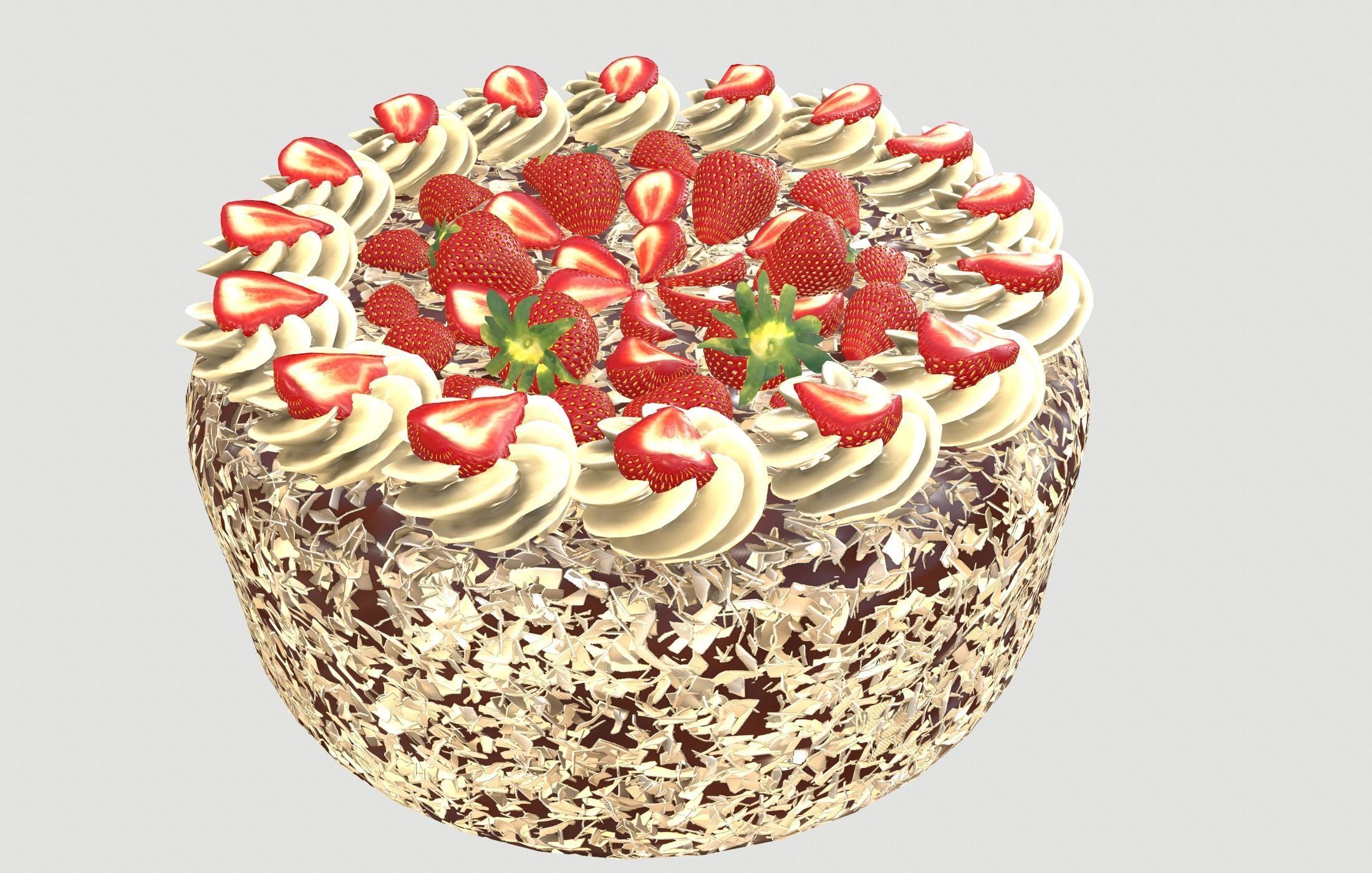 Strawberry cake Low poly 3D model Low-poly 3D model_4