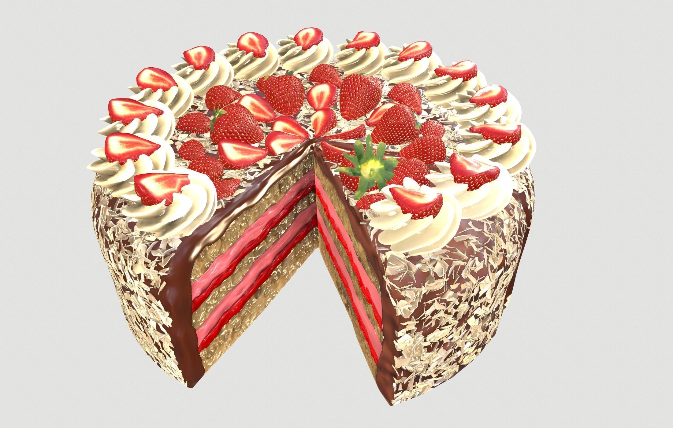 Strawberry cake Low poly 3D model Low-poly 3D model_14