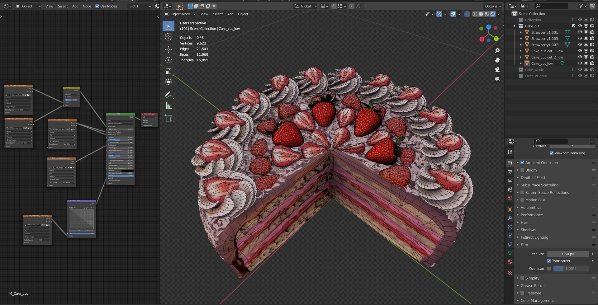 Strawberry cake Low poly 3D model Low-poly 3D model_19