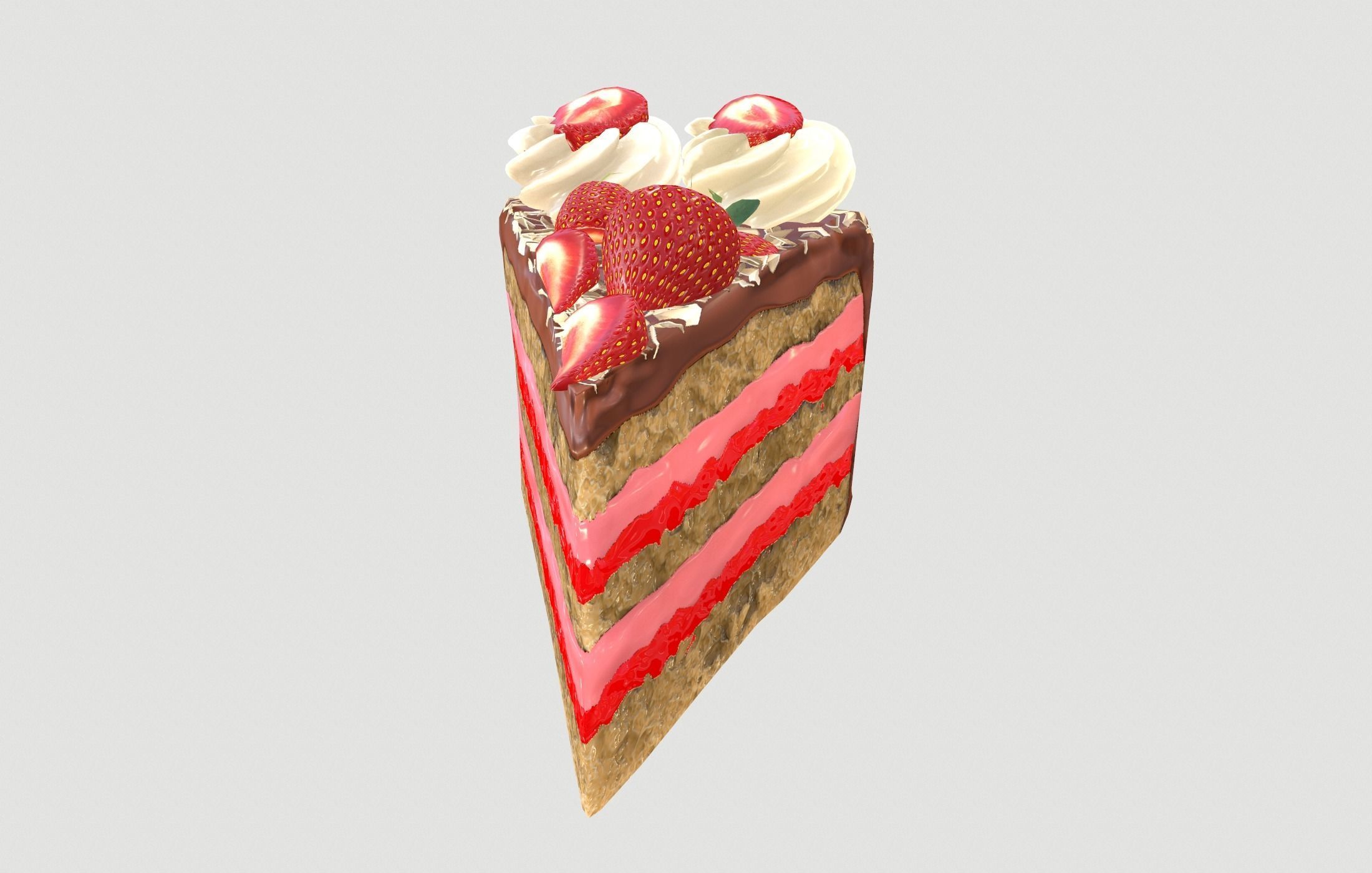 Strawberry cake Low poly 3D model Low-poly 3D model_12