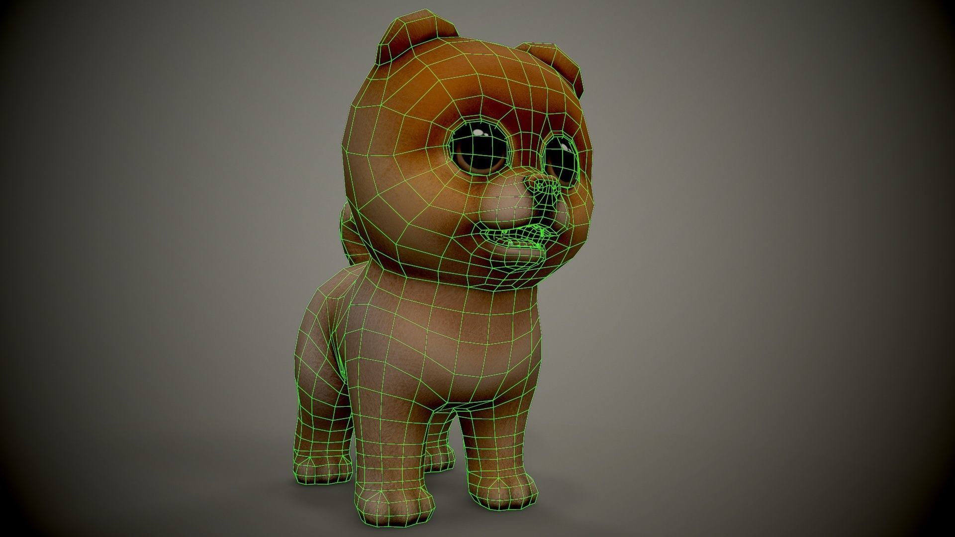Spitz cartoon dog with big eyes Low-poly 3D model_9