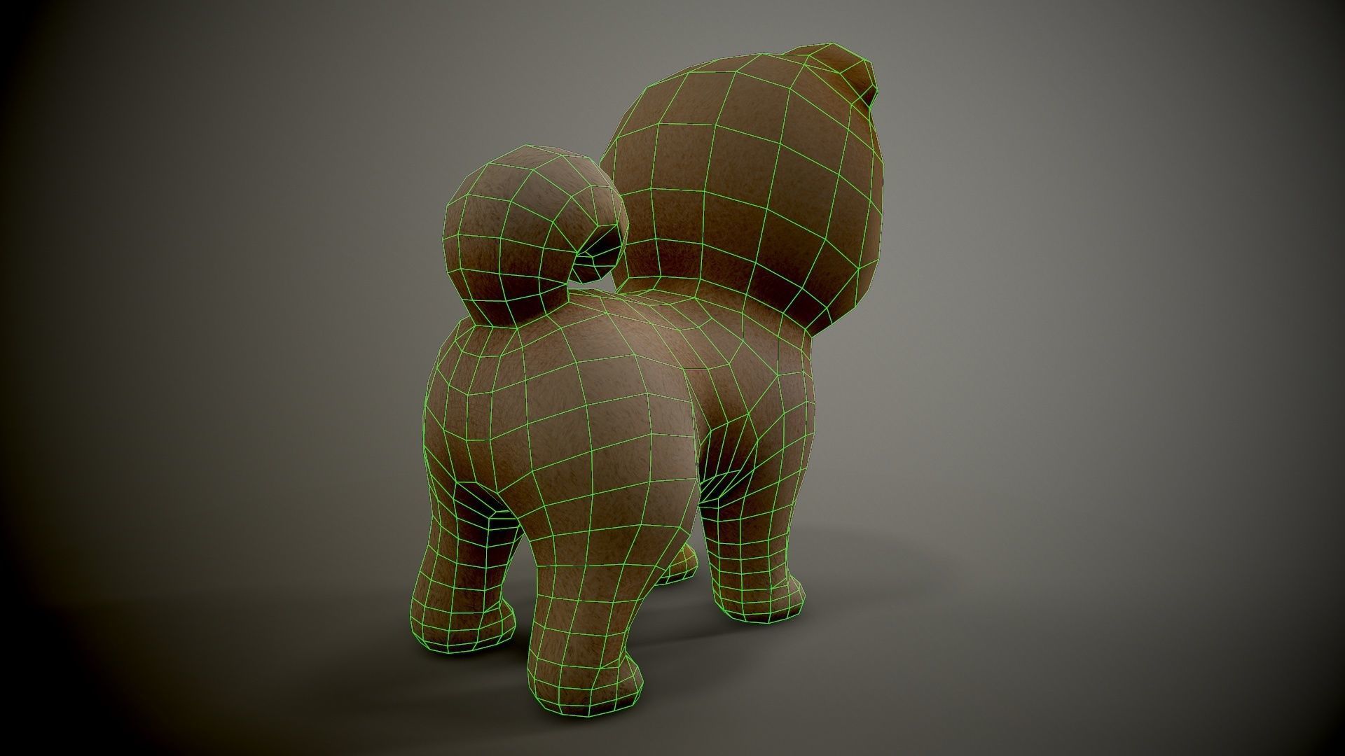 Spitz cartoon dog with big eyes Low-poly 3D model_11