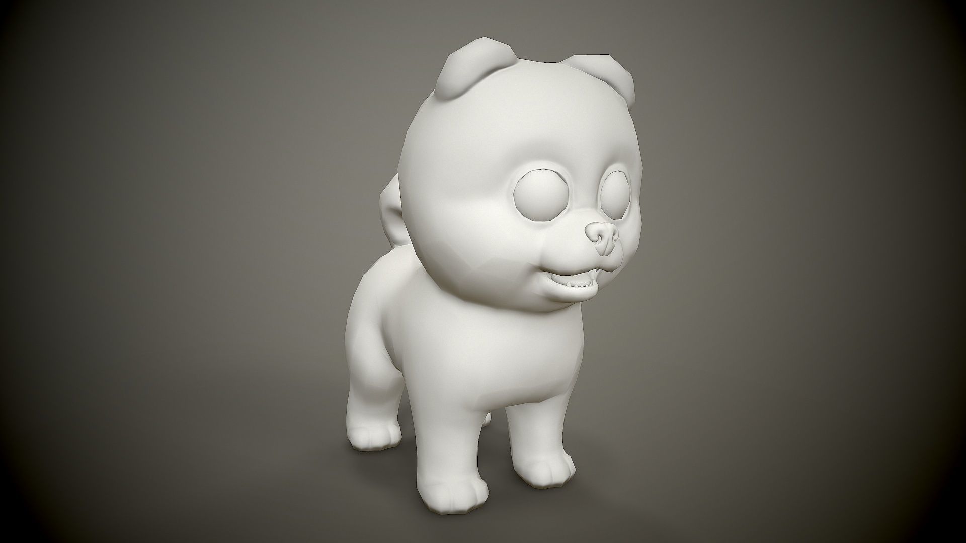 Spitz cartoon dog with big eyes Low-poly 3D model_8