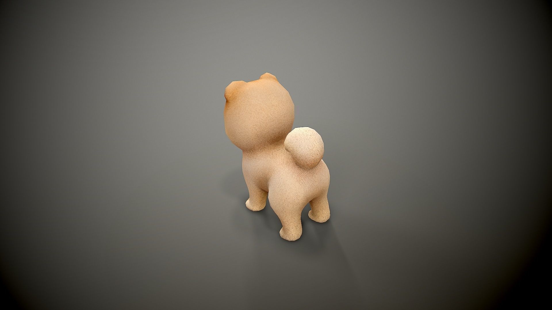 Spitz cartoon dog with big eyes Low-poly 3D model_7