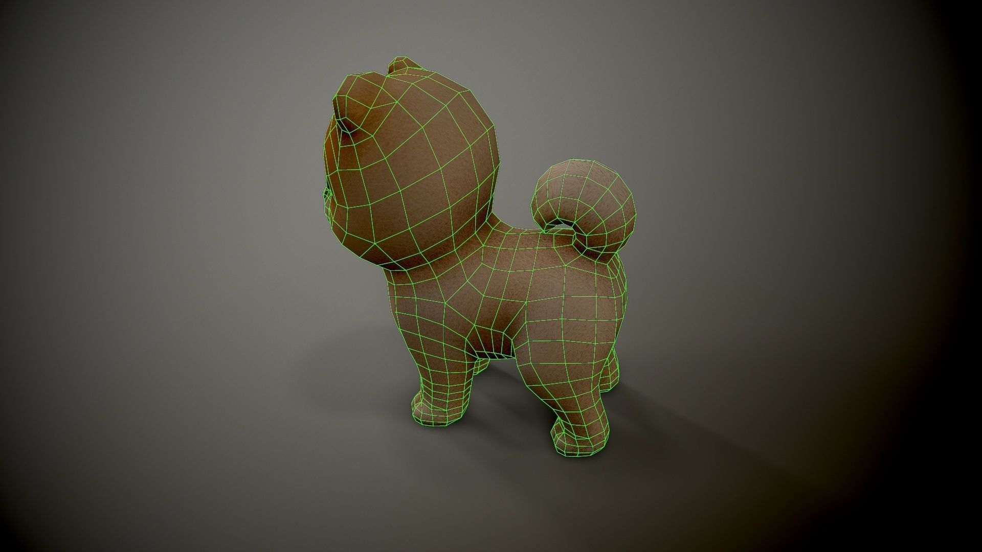 Spitz cartoon dog with big eyes Low-poly 3D model_12